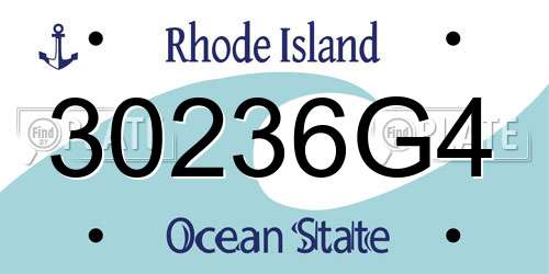 30236G4 Rhode Island License Plate