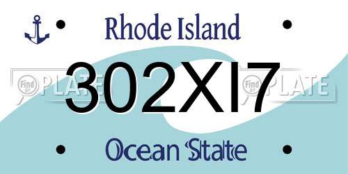 302XI7 Rhode Island License Plate