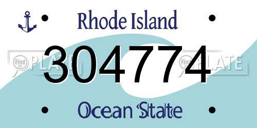 304774 Rhode Island License Plate