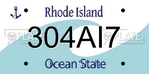 304AI7 Rhode Island License Plate