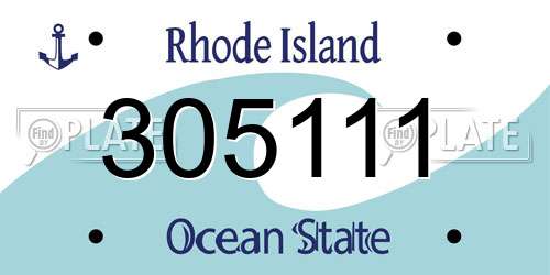 305111 Rhode Island License Plate