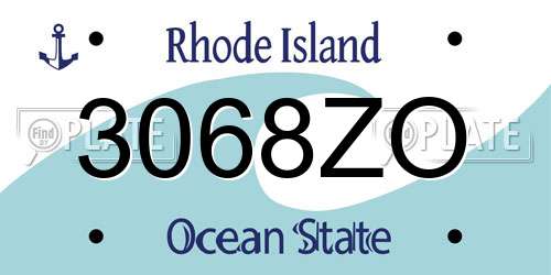 3068ZO Rhode Island License Plate