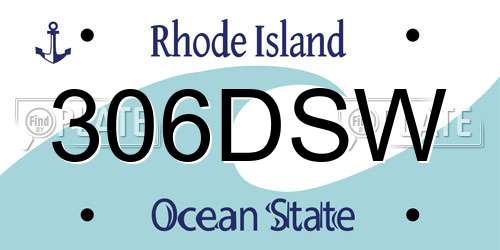 306DSW Rhode Island License Plate