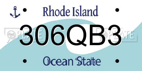 306QB3 Rhode Island License Plate
