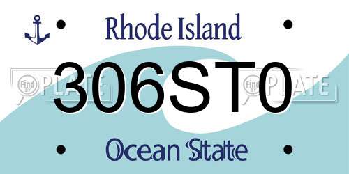 306ST0 Rhode Island License Plate