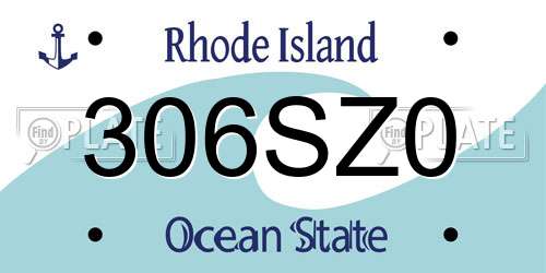 306SZ0 Rhode Island License Plate