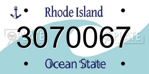 3070067 Rhode Island License Plate