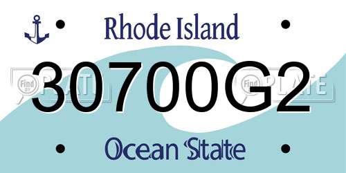 30700G2 Rhode Island License Plate