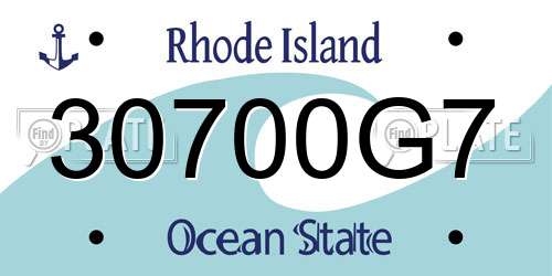 30700G7 Rhode Island License Plate