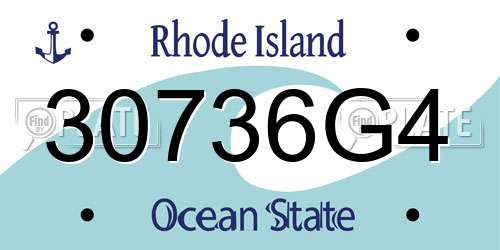 30736G4 Rhode Island License Plate