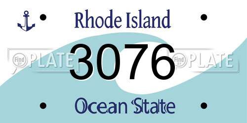 3076 Rhode Island License Plate