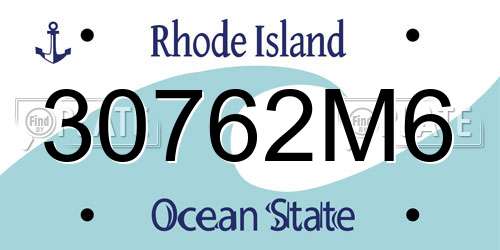 30762M6 Rhode Island License Plate