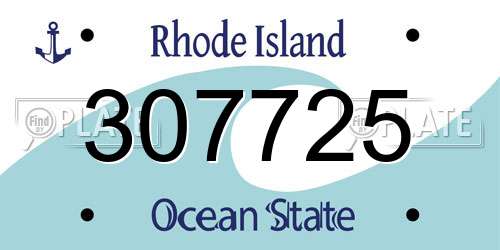307725 Rhode Island License Plate
