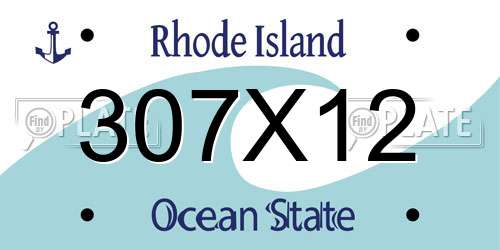 307X12 Rhode Island License Plate