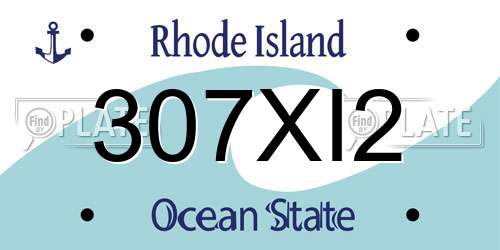307XI2 Rhode Island License Plate