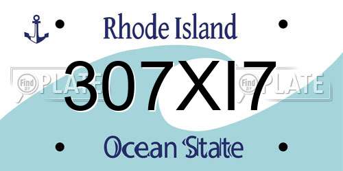 307XI7 Rhode Island License Plate