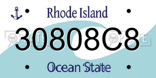 30808C8 Rhode Island License Plate