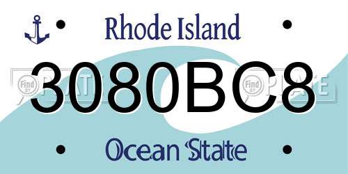 3080BC8 Rhode Island License Plate