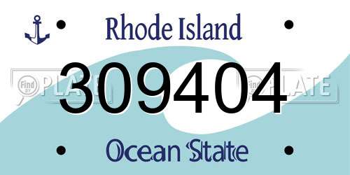 309404 Rhode Island License Plate