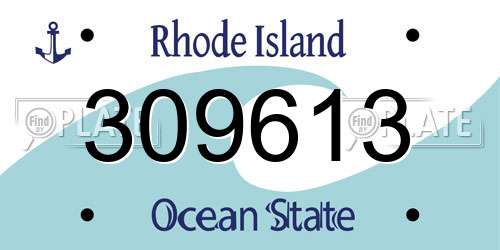309613 Rhode Island License Plate