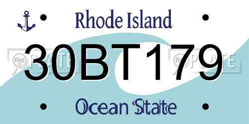 30BT179 Rhode Island License Plate
