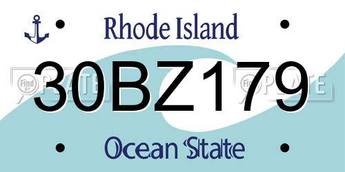 30BZ179 Rhode Island License Plate