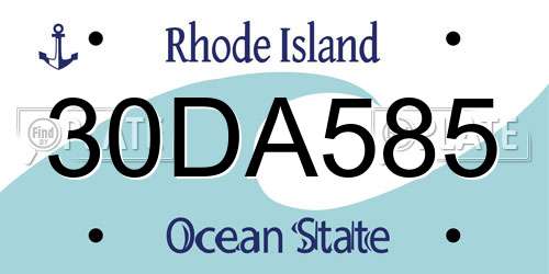 30DA585 Rhode Island License Plate