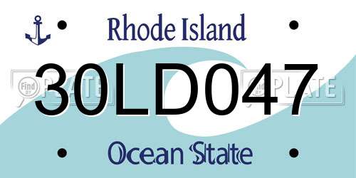 30LD047 Rhode Island License Plate