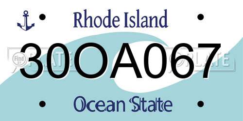 30OA067 Rhode Island License Plate