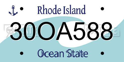 30OA588 Rhode Island License Plate