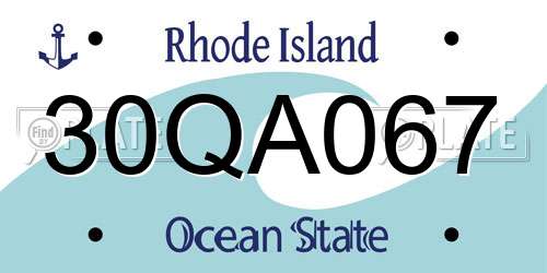 30QA067 Rhode Island License Plate