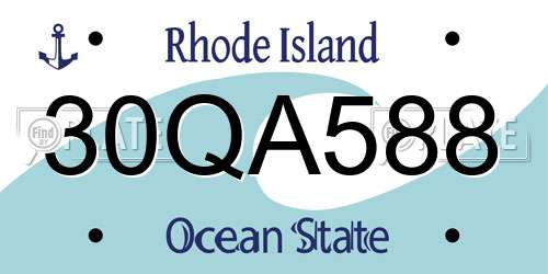 30QA588 Rhode Island License Plate