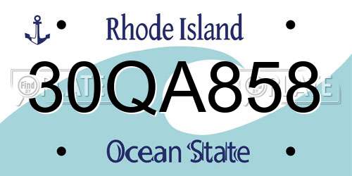 30QA858 Rhode Island License Plate