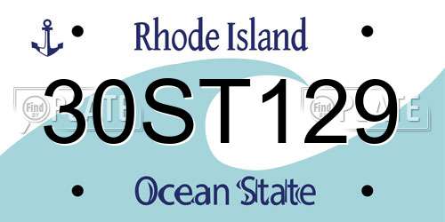 30ST129 Rhode Island License Plate