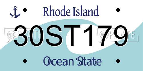 30ST179 Rhode Island License Plate