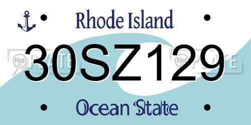 30SZ129 Rhode Island License Plate