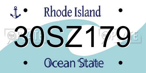 30SZ179 Rhode Island License Plate