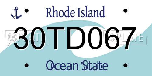 30TD067 Rhode Island License Plate