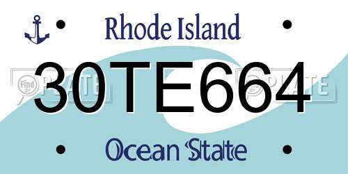 30TE664 Rhode Island License Plate