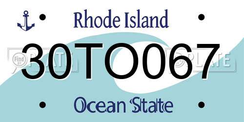 30TO067 Rhode Island License Plate