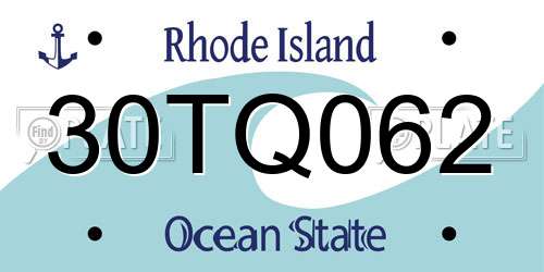 30TQ062 Rhode Island License Plate