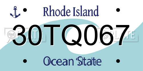 30TQ067 Rhode Island License Plate