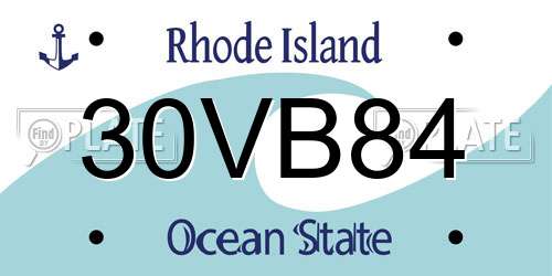 30VB84 Rhode Island License Plate