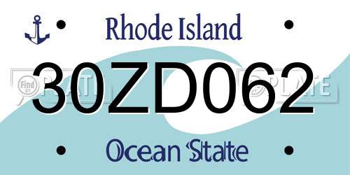 30ZD062 Rhode Island License Plate