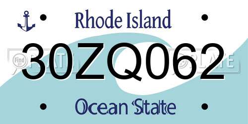 30ZQ062 Rhode Island License Plate