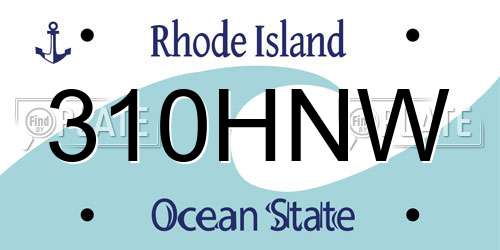 310HNW Rhode Island License Plate