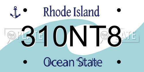 310NT8 Rhode Island License Plate