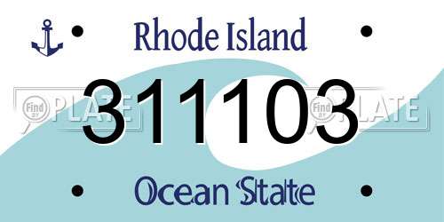 311103 Rhode Island License Plate