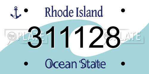 311128 Rhode Island License Plate