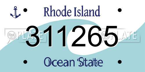 311265 Rhode Island License Plate